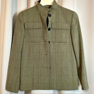 J. Crew Military green wool blend blazer jacket top pockets Size 2